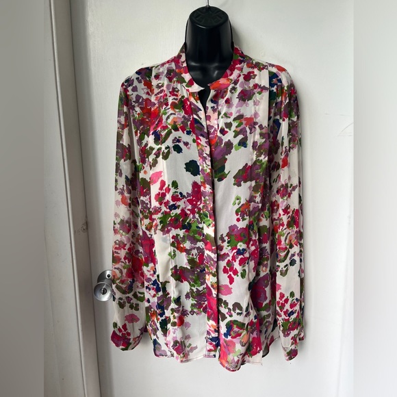 W118 by Walter Baker Dresses & Skirts - Walter Baker W118 Size L multicolor Floral Sheer Button Up Top Career
